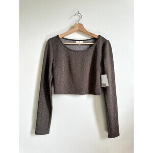 BP. Women's Sprinkled Dots Knit Crop Long Sleeve Scoop Neck Pullover Size S